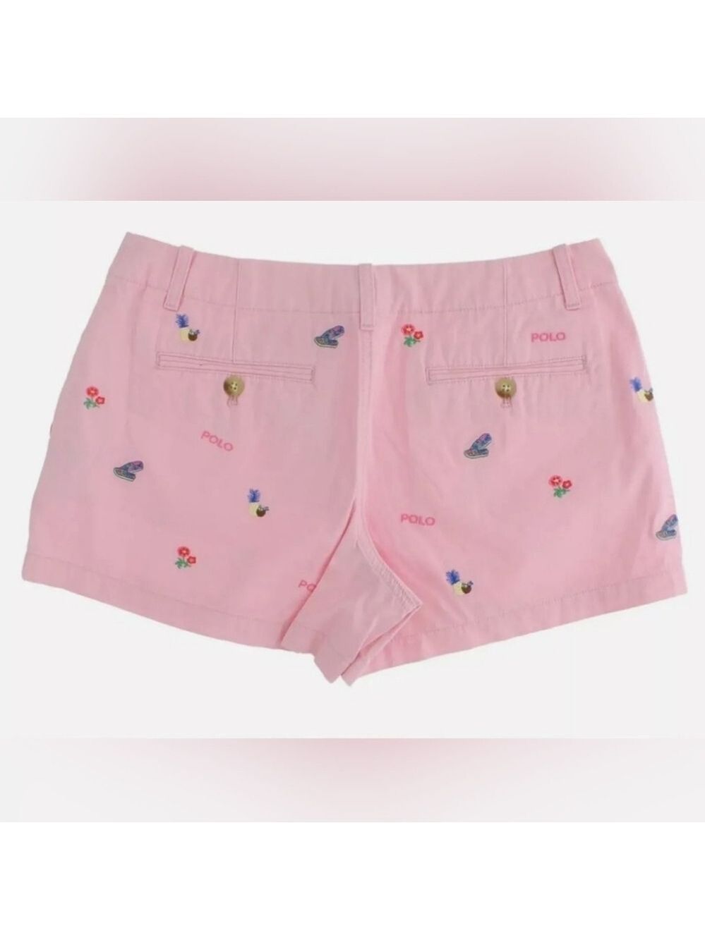 Polo by Ralph Lauren Pink Bermuda Shorts with Embroidered Butterflies - Picture 3 of 13